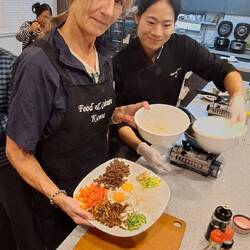 All elements cooked and ready to put in bowls.