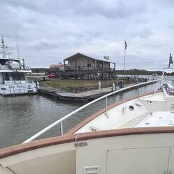 Manoeuvering away from the Columbus Marina dock