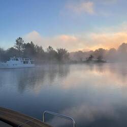 The sunrise is burning off the mist. We'll be moving soon. "State Of Grace" waits too.