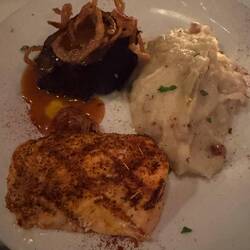 Steak with fish and potatoes 🍴