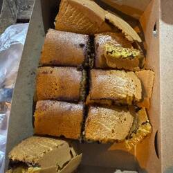 Our Terang Bulan before it was devoured - egg-based bake, like a very thick pancake