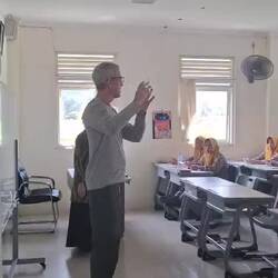 Talking with the students learning English