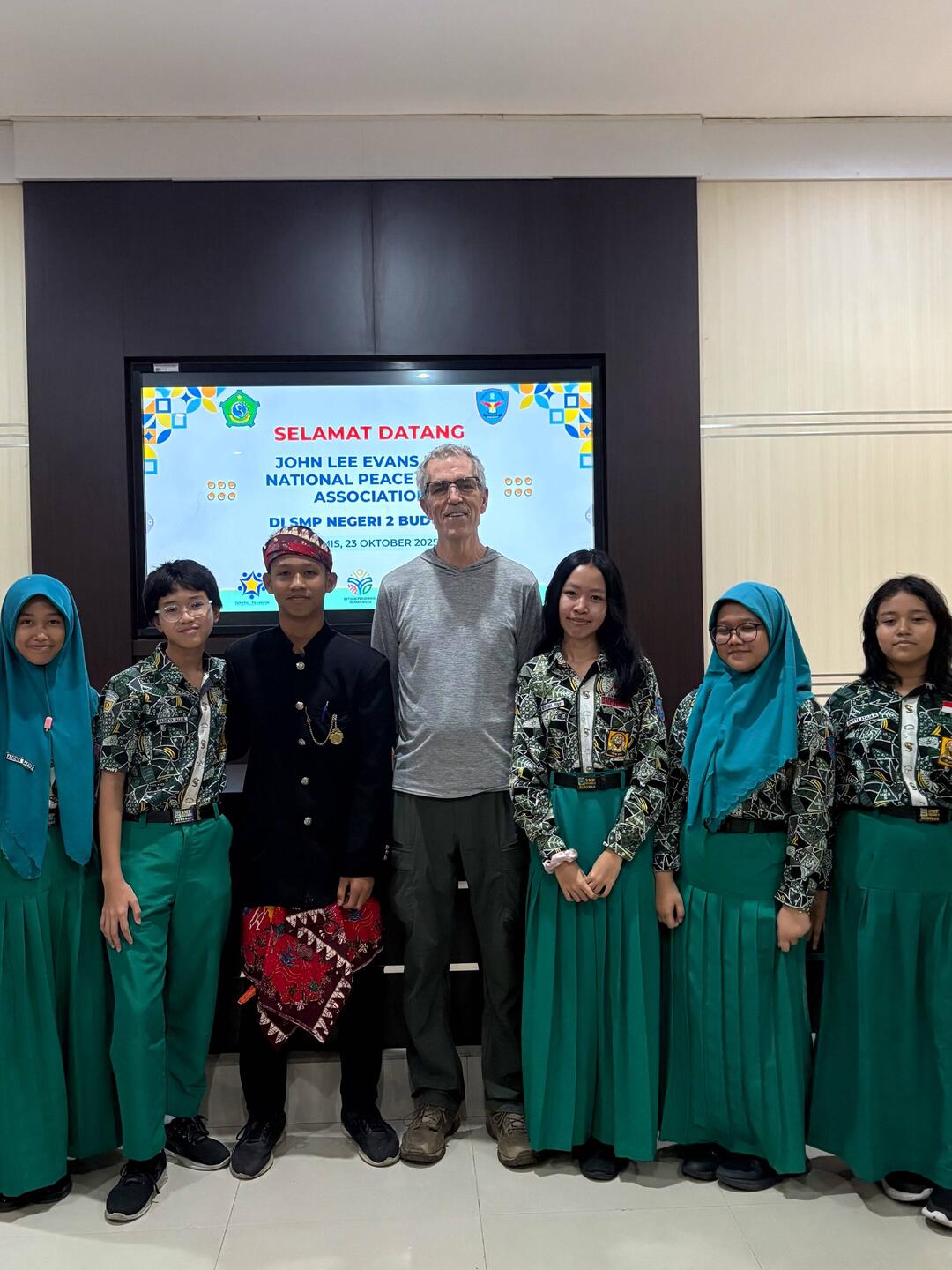 With the student representatives at the ceremony