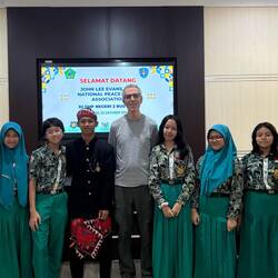 With the student representatives at the ceremony