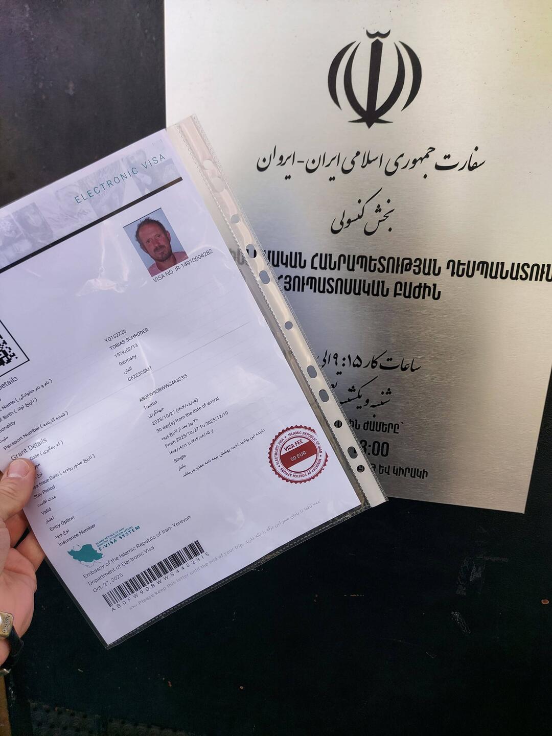 Visa für den Iran erteilt