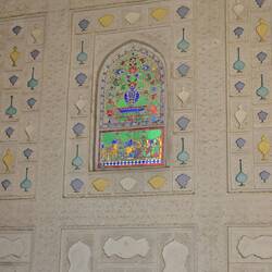 Decorative marble and gems wall in Amber Fort