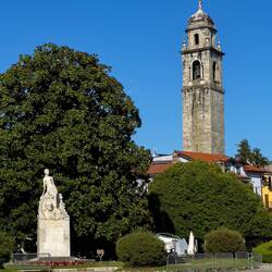 The bell tower of St Leonard's from the waterfront — Pallanza, Italy.