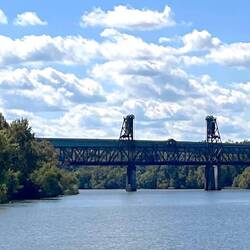 The Norfolk Southern RR lift bridge in the down position, but no train while we were in the vicinity