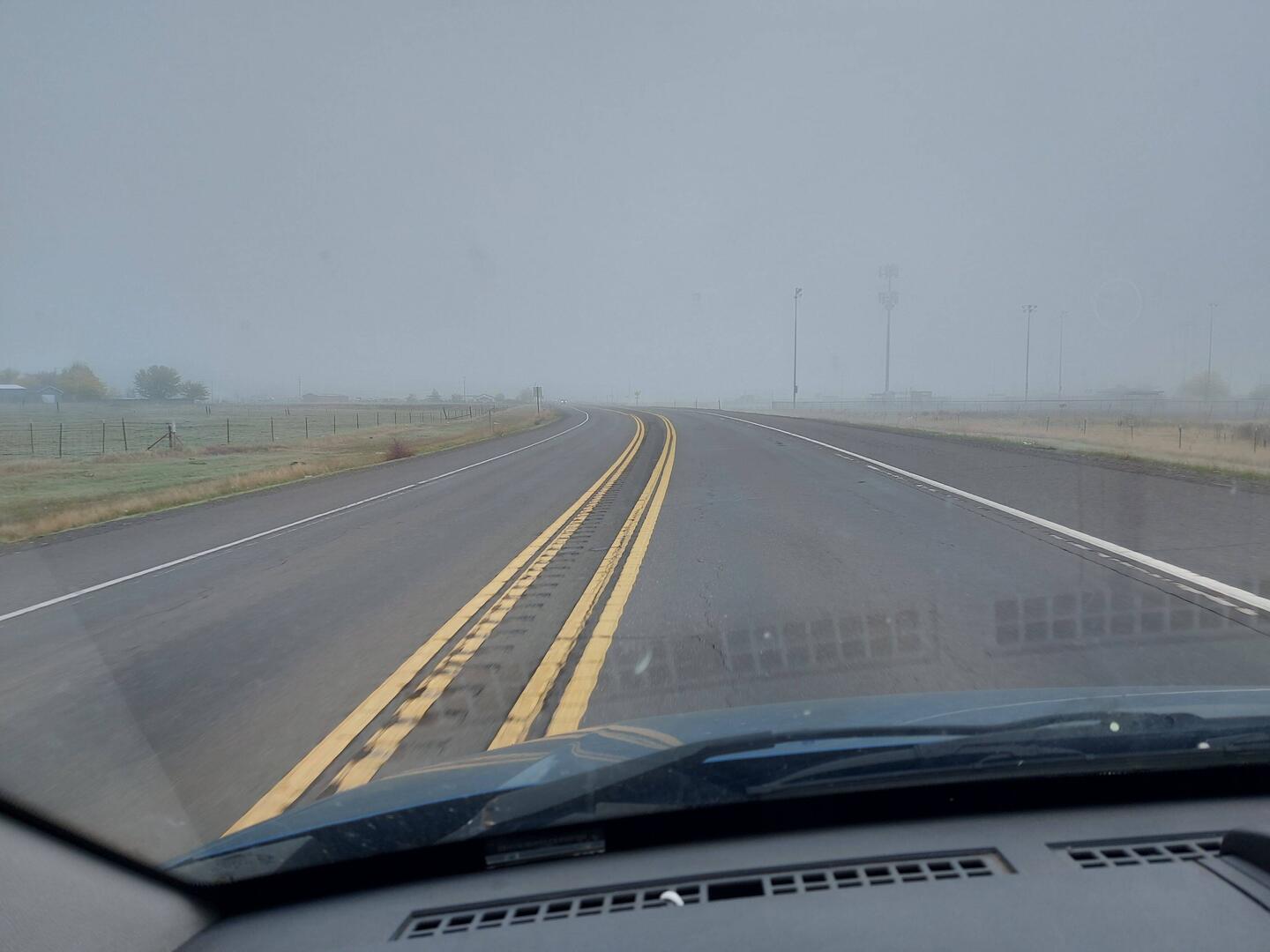 Oregon 8 Grad und Bodennebel.