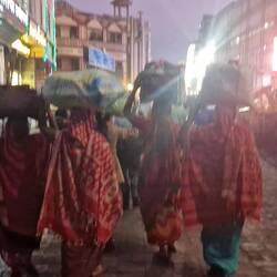 People taking washing to the river ganges