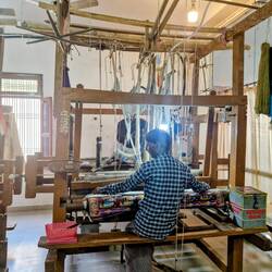 Silk weaving by hand