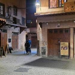 In the evening the town calms down