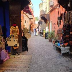 Boutique next to butsher shop