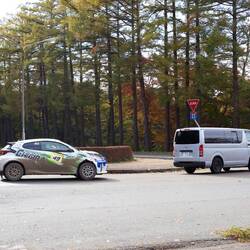 One of the rally cars from the rally race going on