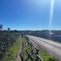 Sometimes the path was a dirt trail - beside a 5 lane freeway