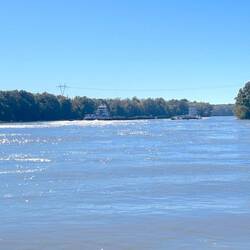 Down- and Upbound barge tows pass on the Mobile River