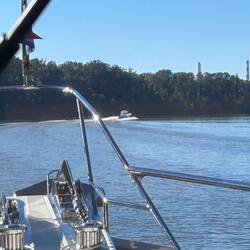 The GFBGS with four outboards passes and throttles up