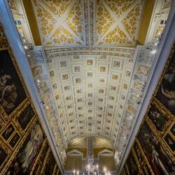 Berthier Gallery Ceiling; the walls are covered with artwork in gilded frames — Isola Bella, Stresa.