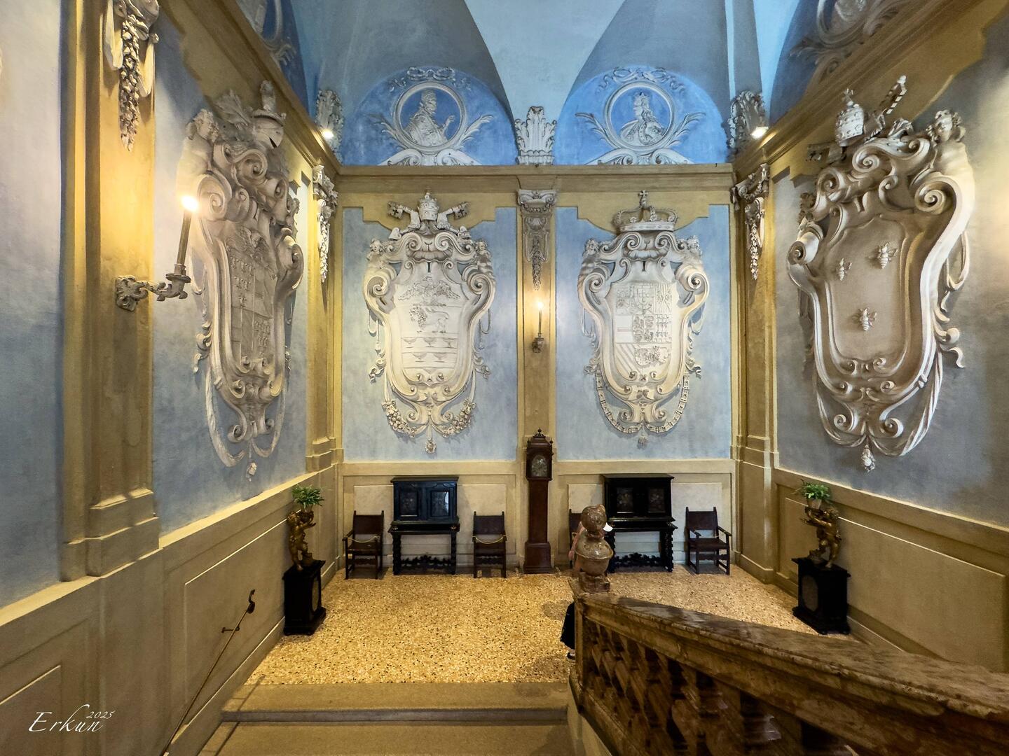 The state staircase has granite steps and a marble balustrade — Isola Bella, Stresa.