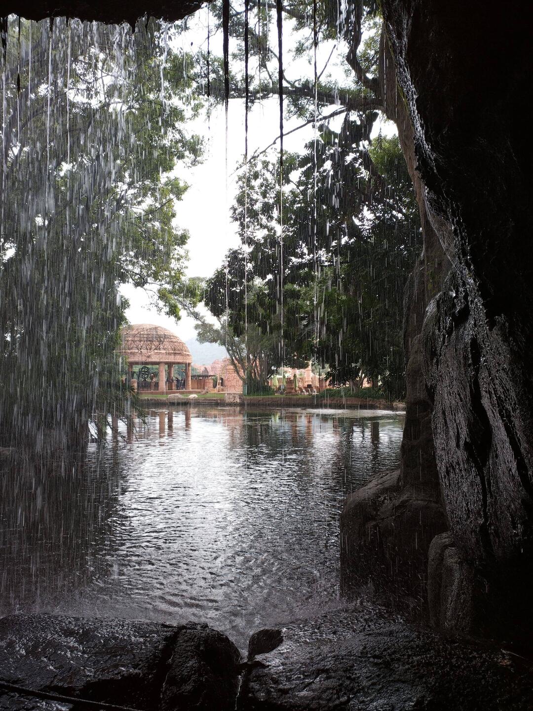 Cave behind a waterfall