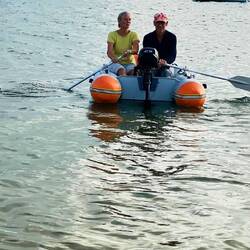 Crossing over to Fuseta by dinghy