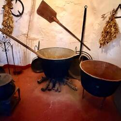qui tombaient dans des grands récipients où on écrasait le raisin avec les pieds...