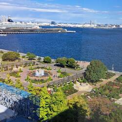 View from our hotel of the area we walked last night.