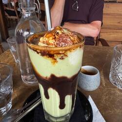 Avocado affogato. The. Best. Thing. Avocado, icecream, shot of hot espresso poured on top.