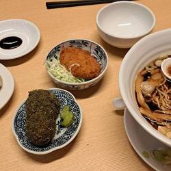 Coupled with a croquette, a seaweed something & a few dumplings. All pretty good.