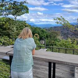 Admiring the view of the mountains