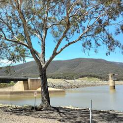 Lunch bij Lake Nillacootie. Dit is een opslag meer en heeeel groot. De Broken River komt hier in uit