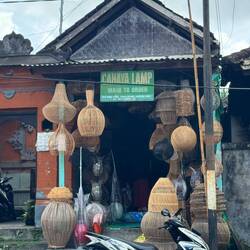Craft shops and workshops glimpsed as we cycle along