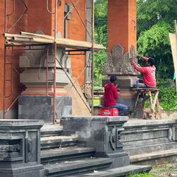 Carving taking place in-situ on a temple we passed