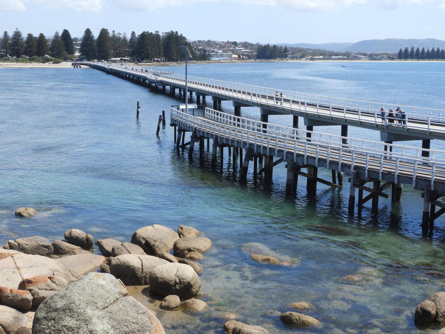View from Granite Island back to Victor Harbour