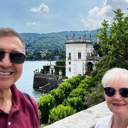 The tower behind us now houses a café Parterre of Azaleas — Isola Bella, Stresa.