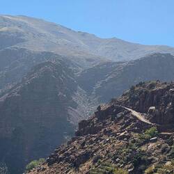 Our road winding around the mountains