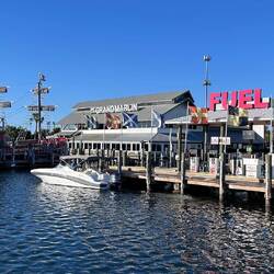 We moor beside a pirate ship