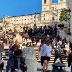 Rowan in the white cap at the top of the Spanish Steps