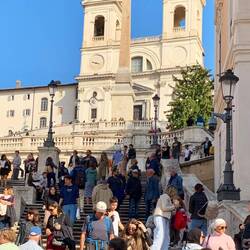 Rowan in the white cap at the bottom of the Spanish Steps