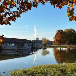 Cooling tower of a nuclear power plant near by