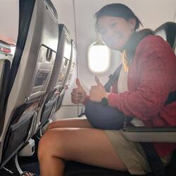 The large couple next to bel paid to upgrade to the emergency row onboard. Score!