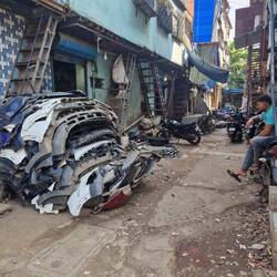 Plastic recycling..these car bumpers will be ground down