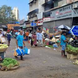 People selling things in the slum.area