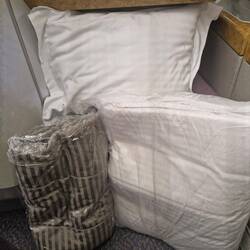 My pillow, mattress topper for my seat and quilt