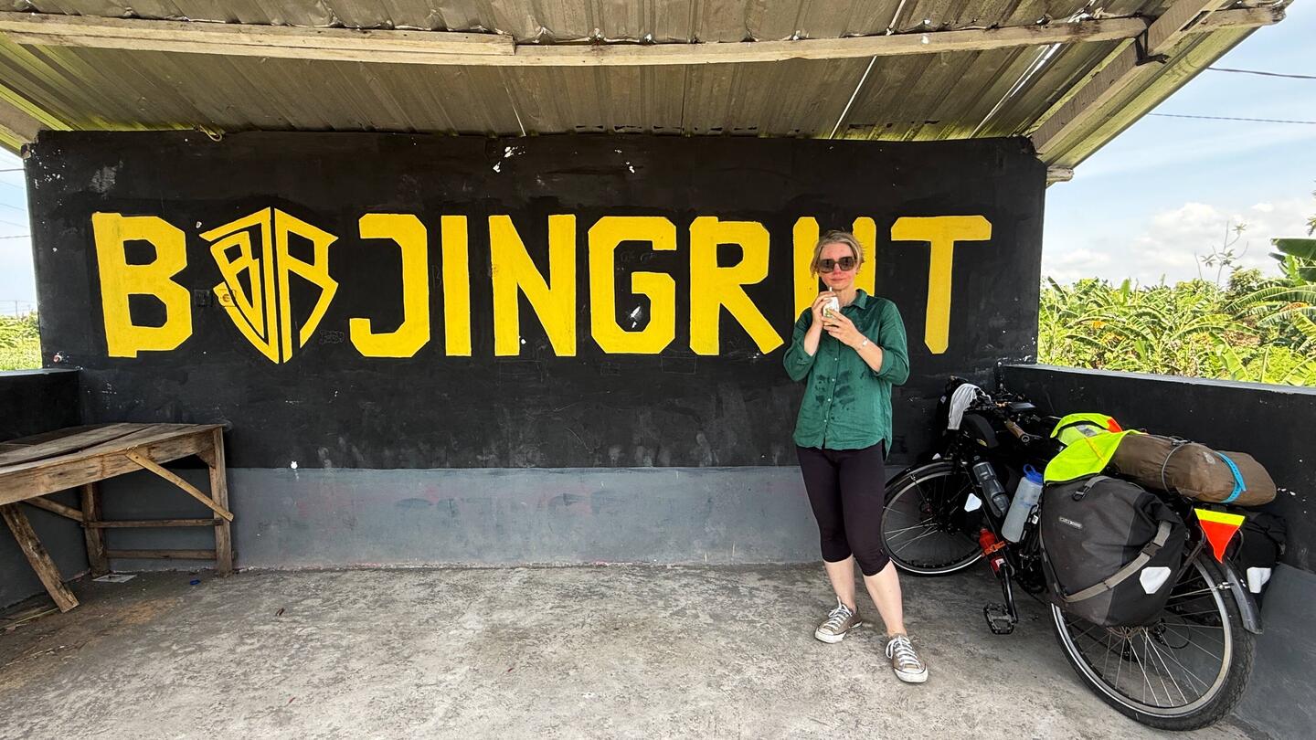 On route with sign that we could not understand. Maybe the name of the place?