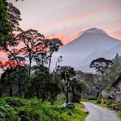 Im Hintergrund der Vulkan Santa Maria 3700m