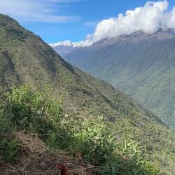 Von dort unten am Fluss sind wir hochgelaufen. 800m in 2h