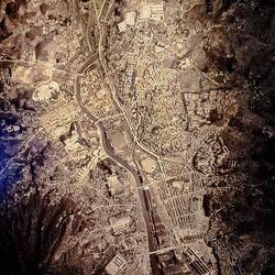 Aerial view of Nagasaki before the explosion.