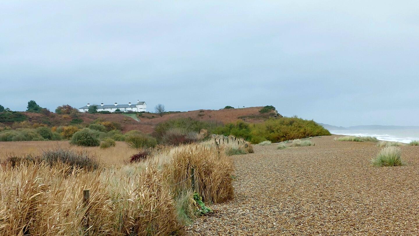 View back to the Coastguard Cottages from Minsmere Beach