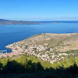 Looking down from halfway to the monastery